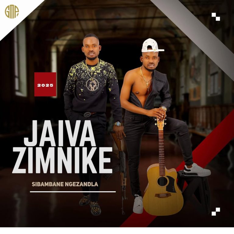 Sibambane Ngezandla Jaiva Zimnike album cover featuring traditional Zulu attire and cultural visual elements.
