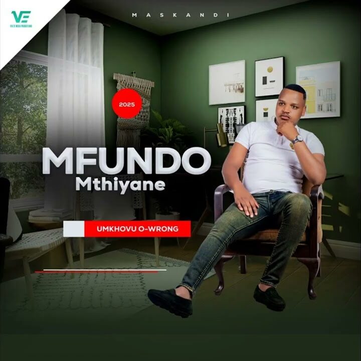 Album cover for Mfundo Mthiyane titled Umkhovu owrong Full Album 2025 featuring traditional maskandi visuals and Zulu cultural elements