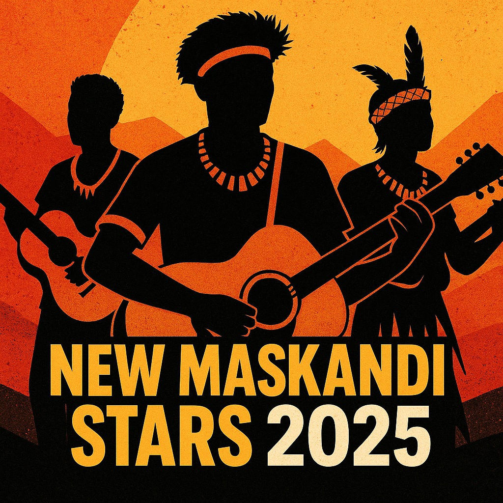 A promotional artwork showcasing rising Maskandi artists of 2025, highlighting new talent shaping the future of Zulu traditional music.