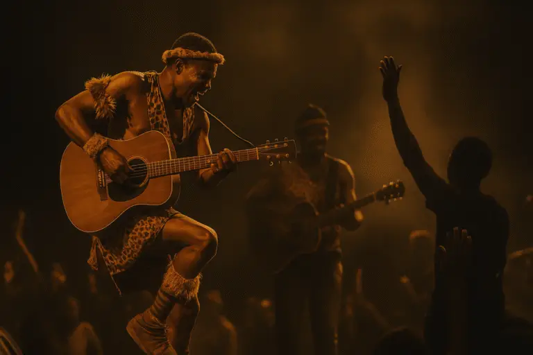 Maskandi dancers performing live on stage